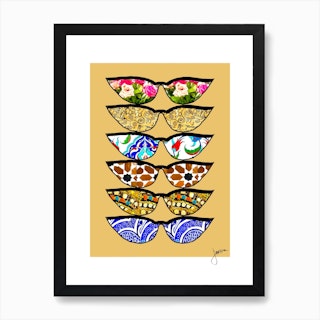 Fashion Sunglasses By Jessica In Yellow Art Print