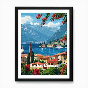 Lake Como Beautiful Travel Art Illustration Art Print