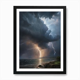 Lightning Over The Ocean 1 Art Print