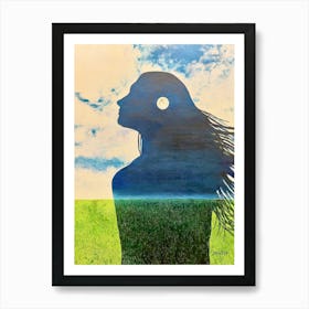 Nighttime Silhouette Of A Woman In The Day Art Print