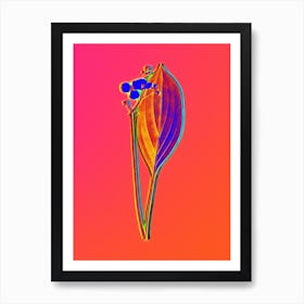 Neon Bulltongue Arrowhead Botanical in Hot Pink and Electric Blue n.0336 Art Print
