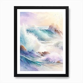 Crashing Waves Landscapes Waterscape Gouache 2 Art Print