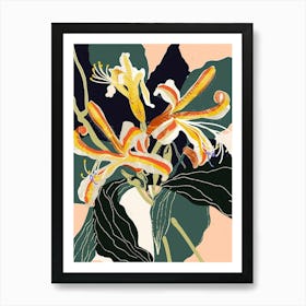 Colourful Flower Illustration Honeysuckle 3 Art Print