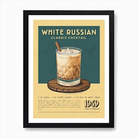 White Russian Classic Cocktail Art Print