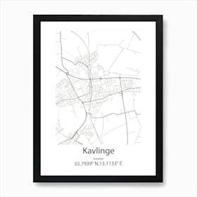 Kavlinge,Sweden Minimalist Map Art Print