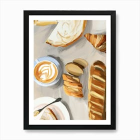 Bread And Coffee Art Print