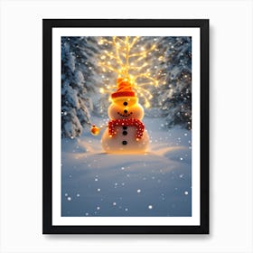 Snowman In The Snow 1 Art Print