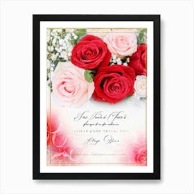 Bouquet Of Vibrant Red And Pink Roses Intertwined With Delicate Babys Breath Cascading As A Lush 2 1 Art Print