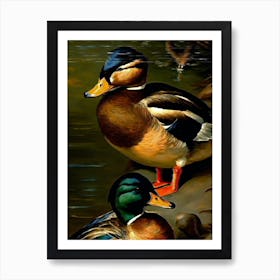 Ducks On A Pond Wall Art Above Tv Art Print