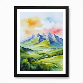 Watercolor Of Mountains 2 Art Print