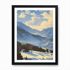 Coronet Peak, New Zealand Ski Resort Vintage Landscape 1 Skiing Poster Art Print