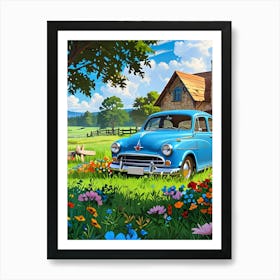 Old Car In The Garden Poster