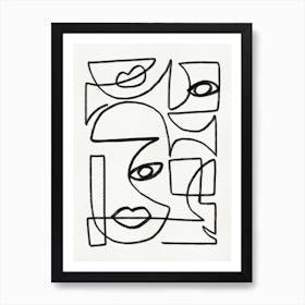 Abstract Line Art Faces Art Print