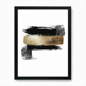 Gold And Black Brush Strokes 16 Art Print