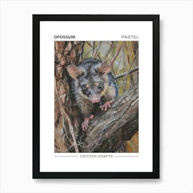 Opossum Pastel Watercolour 2 Poster Art Print