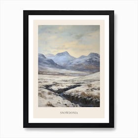 Vintage Winter Painting Poster Snowdonia National Park United Kingdom 4 Art Print