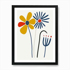 Flowers On A White Background 2 Art Print