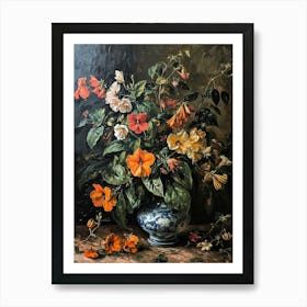 Baroque Floral Still Life Impatiens 1 Art Print