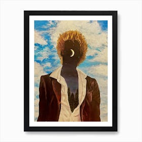 He Is The Night Surreal Portrait of Man Cloudy Sky Art Print