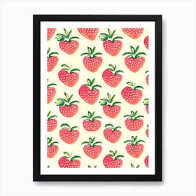 Strawberry Repeat Pattern, Fruit, Neutral Abstract 1 Art Print