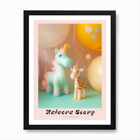 Pastel Toy Unicorn & Toy Giraffe 2 Poster Art Print