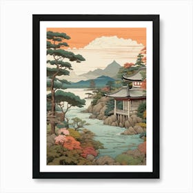 Amanohashidate In Kyoto, Ukiyo E Drawing 7 Art Print