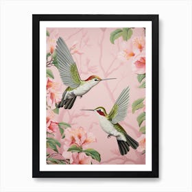 Vintage Japanese Inspired Bird Print Hummingbird 6 Art Print