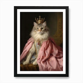 Cat With A Crown Rococo Style  5 Art Print