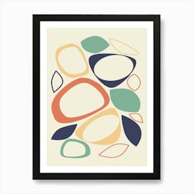 Mid Century Modern Abstract Burnt Orange, Blue, and Cream Art Print