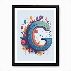 Colorful Letter G Illustration 28 Art Print