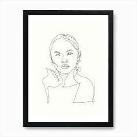 Portrait Of A Woman Hand Drawing Line Art 13 Art Print