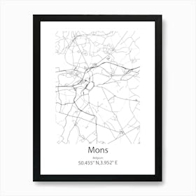 Mons,Belgium Minimalist Map Art Print