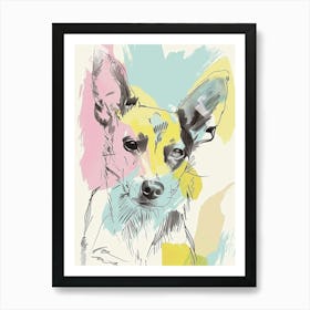 Colourful Dog Abstract Line Illustration 2 Art Print
