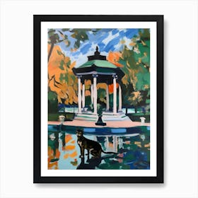 Painting Of A Cat In Parque Del Retiro, Spain In The Style Of Matisse 03 Art Print