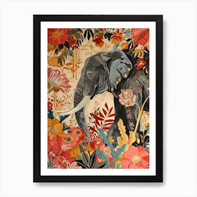 Floral Animal Painting Elephant 3 Art Print