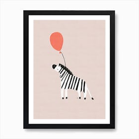 Zebra And Balloon Art Print
