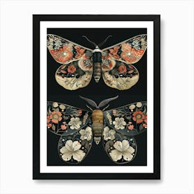 Night Butterflies William Morris Style 3 Art Print