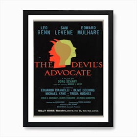 The Devil’s Advocate Theatre Poster, 1962 Art Print