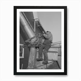 Farmer Working On Thresher Near Littlefork, Minnesota By Russell Lee Art Print