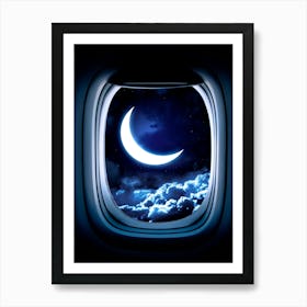 Moon Through The Window Of An Airplane #6 Art Print