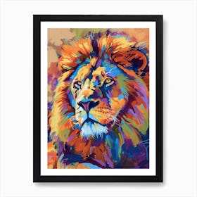 Southwest African Lion Symbolic Imagery Fauvist Painting 4 Art Print