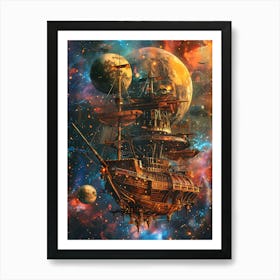 Fantasy Ship Floating in the Galaxy 8 Poster