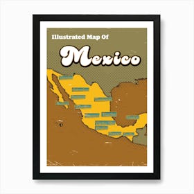 Vintage Map Of Mexico Art Print