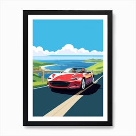 A Mazda Mx 5 Miata In Causeway Coastal Route Illustration 2 Art Print