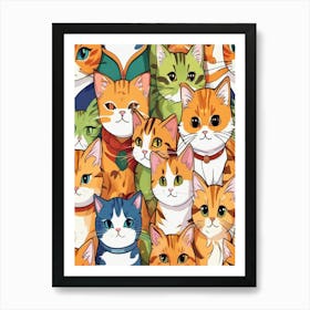 Seamless Pattern Of Cats Art Print