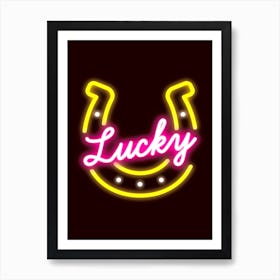 Neon Lucky Horseshoe Art Print