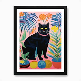 Black Cat In The Garden, Matisse Inspired Art Print