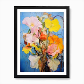 Abstract Flower Painting Evening Primrose 2 Art Print