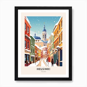 Vintage Winter Travel Poster Helsinki Finland 1 Art Print