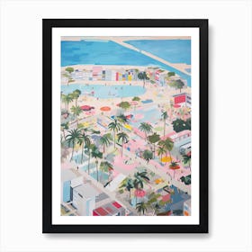 Miami Beach Summer Aerial View Painting 1 Art Print